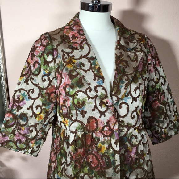 Vintage 90 Y2K Victorian Tapestry Shrunken Baby Doll croquet girl Cropped Blazer - Picture 8 of 16